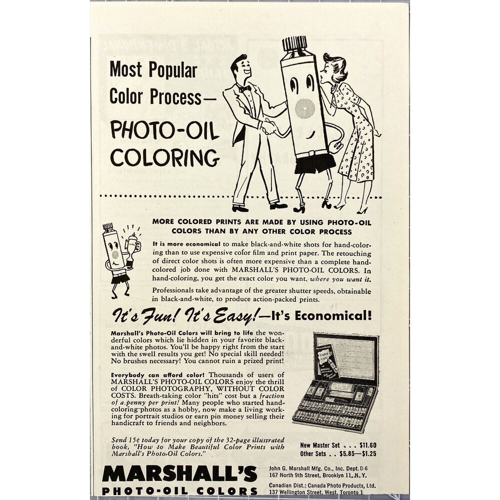 Marshall's Photo-Oil Colors "Most Popular Color Process" Vintage Print Ad 1949